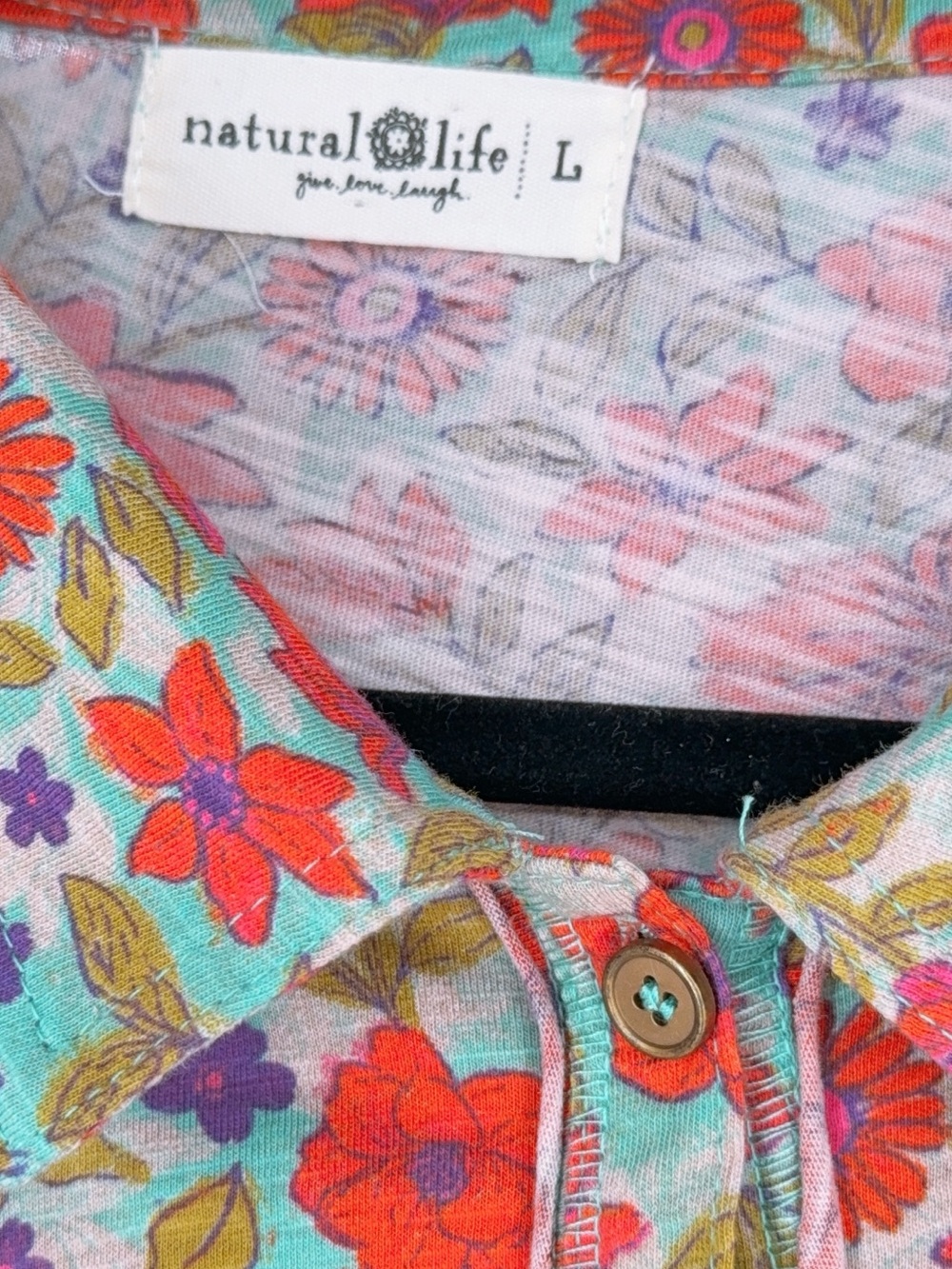 Natural Life Boho Floral Maxi Shirt Dress 100% Cotton Western Neon size L nwot - Picture 6 of 11